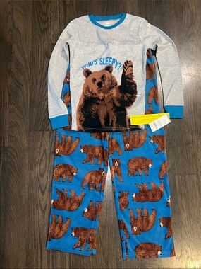 Carter Kids Bear Print Pajama Set - Blue/Grey Size 12